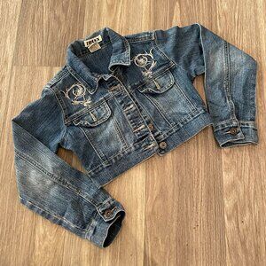 Kids Blue Crop Jean Jacket girl size M 7-8